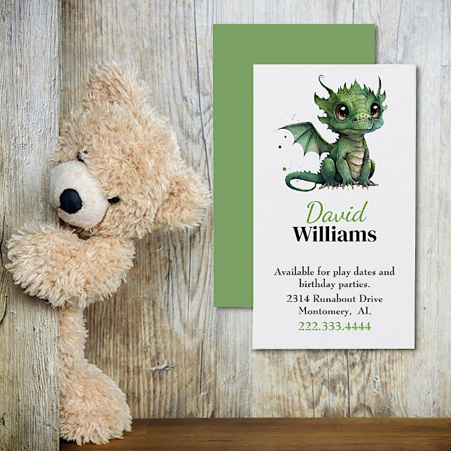 Green Baby Dragon Children Calling Card (Creator Uploaded)