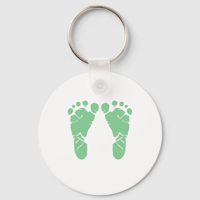 Green baby footprints key ring (Front)