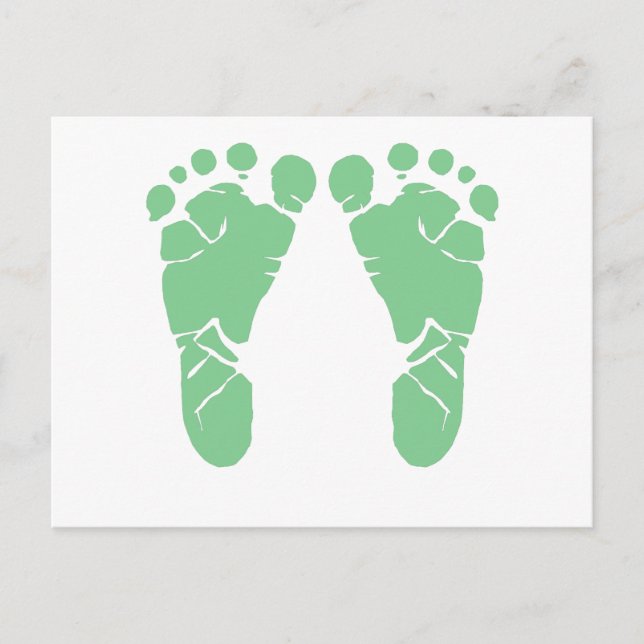 Green baby footprints postcard (Front)