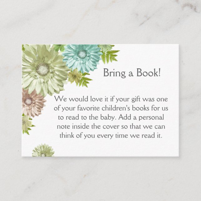 Green Baby In Bloom Brunch Shower  Enclosure Card (Front)