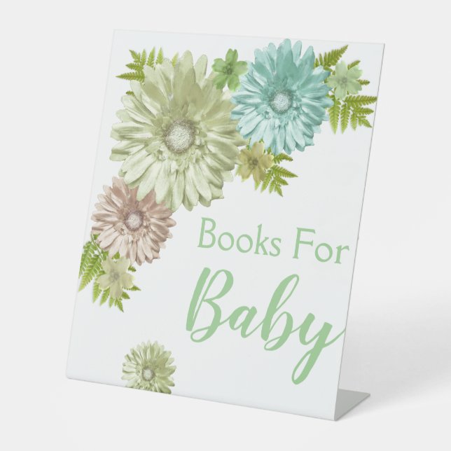 Green Baby In Bloom Brunch Shower  Pedestal Sign (Front)