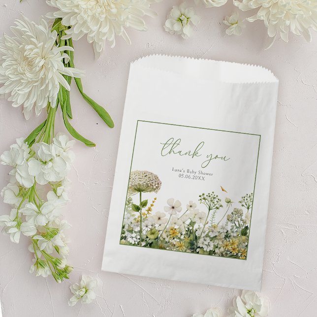 Green Baby In Bloom Floral Wildflower Baby Shower Favour Bags (Creator Uploaded)