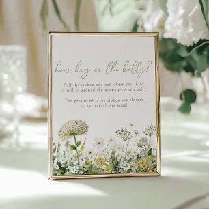 Green Baby In Bloom Wildflower Belly Guessing Game Poster