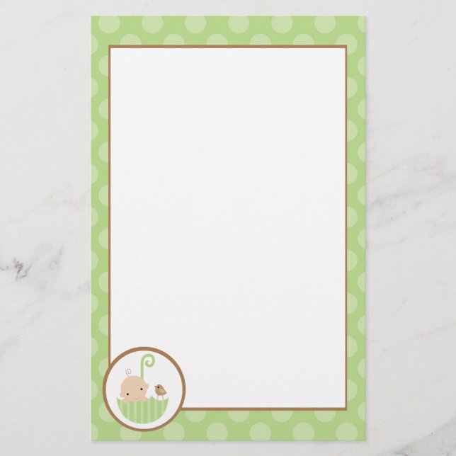 Green Baby in Umbrella Stationery (Front)