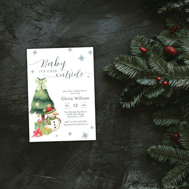 Green Baby It's Cold Outside Snowman Baby Shower Invitation (Green Baby It's Cold Outside Snowman Baby Shower Invitation)