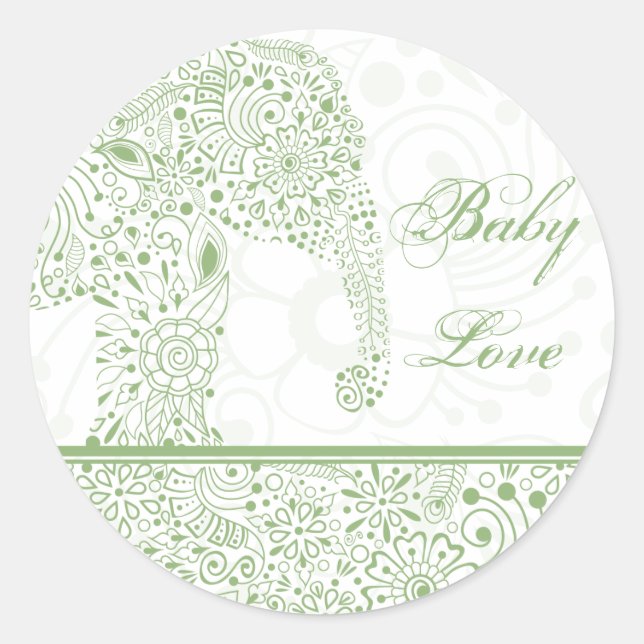 Green Baby Love Elephant Sticker (Front)