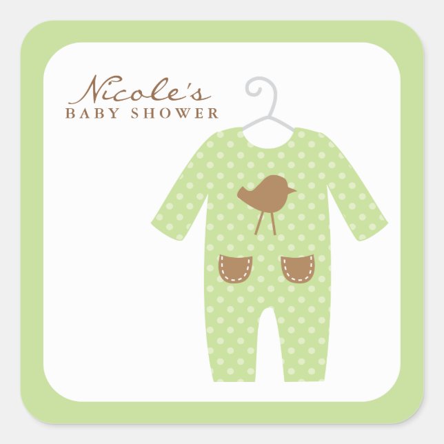 Green Baby Outfit Square Sticker (Front)