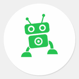 Green Baby Robot Classic Round Sticker