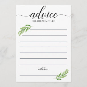 Green Baby Shower Advice for Mum to be Cards