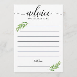 Green Baby Shower Advice for Mum to be Cards