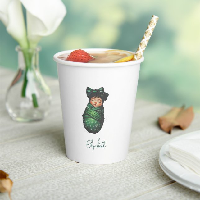 Green Baby Swaddle Shower Paper cup (Insitu)