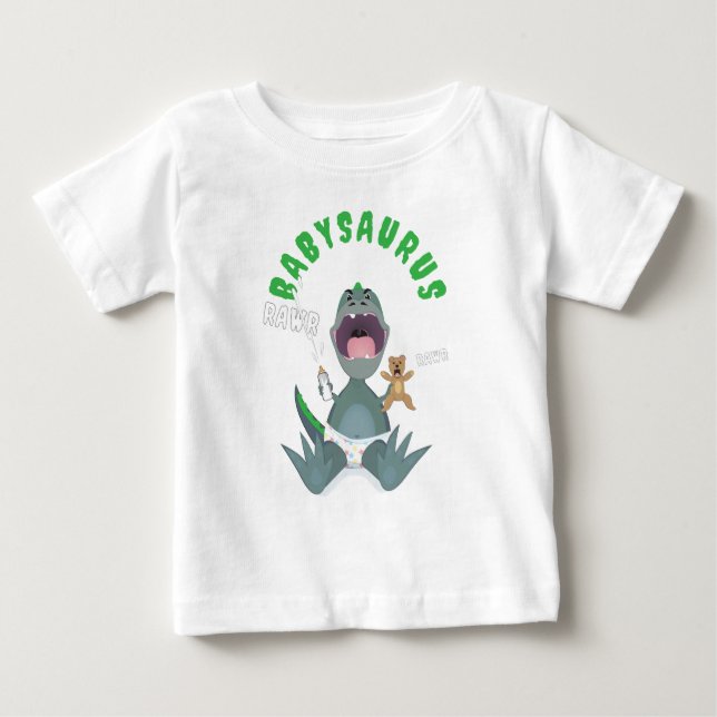 Green Babysaurus T-rex  Baby T-Shirt (Front)