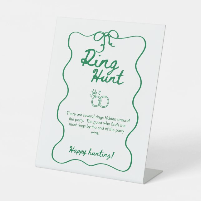 Green Bachelorette Ring Hunt Game Sign (Front)