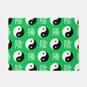 Green Background Chinese Yinyang Pattern Doormat
