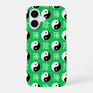 Green Background Chinese Yinyang Pattern iPhone 16 Case