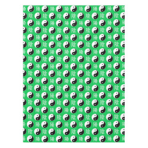 Green Background Chinese Yinyang Pattern Tablecloth