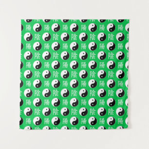 Green Background Chinese Yinyang Pattern Tapestry