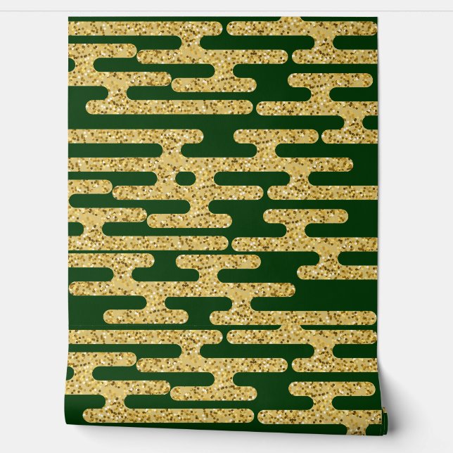 Green Background Golden Pattern Simple Wallpaper (Unrolling)