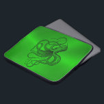 Green Background with a Black Nautical Octopus Laptop Sleeve<br><div class="desc">Image of a metallic green background with a black octopus illustration.</div>