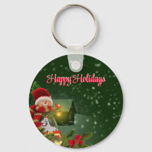 Green Background With Snow White and House Key Ring