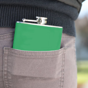 Green Background with White Border for Modern Aest Hip Flask