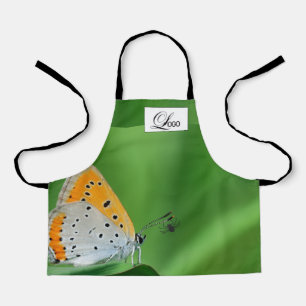 Green background & yellow,white butterfly & spider apron