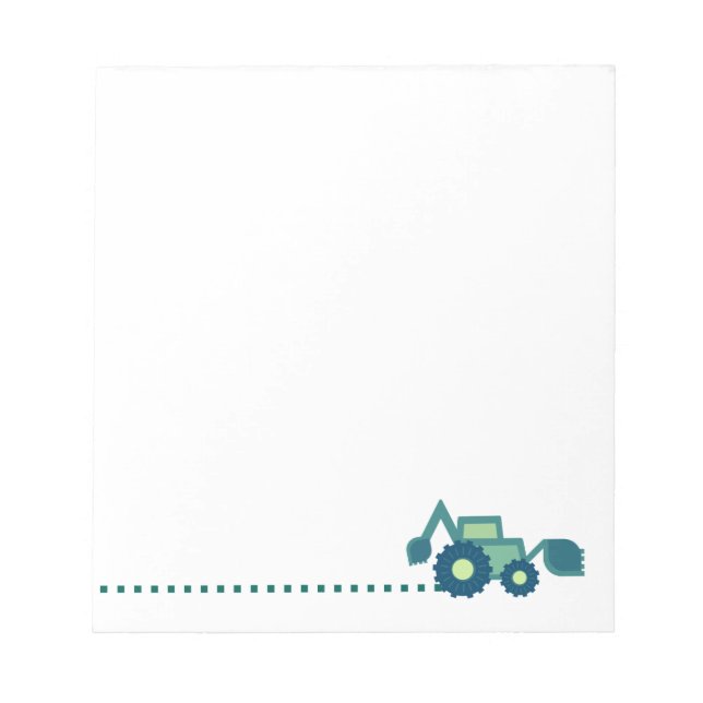 Green backhoe, cute, minimalist, flat design notepad (Front)