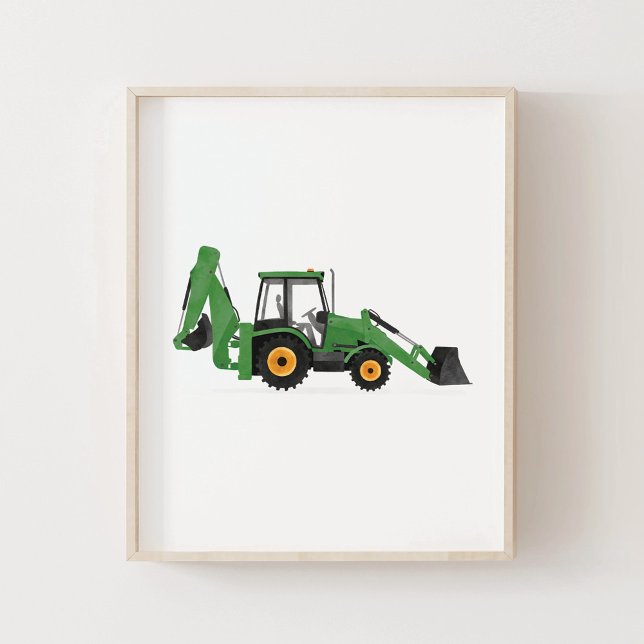 Green Backhoe Loader Construction Vehicle Decor (Creator Uploaded)