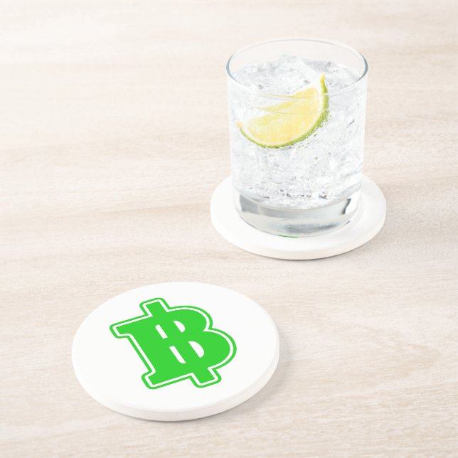 GREEN BAHT SIGN ฿ Thai Money Currency ฿ Coaster (Side)