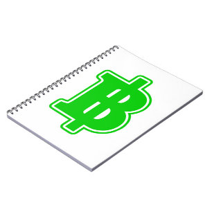GREEN BAHT SIGN ฿ Thai Money Currency ฿ Spiral Notebook