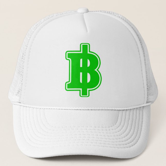 GREEN BAHT SIGN ฿ Thai Money Currency ฿ Trucker Hat (Front)