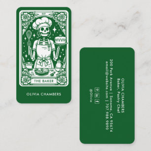 Green Baker Tarot Skeleton Pastry Chef Business Card