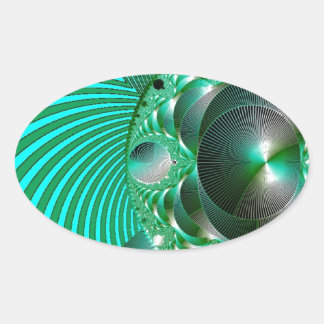 GREEN BALL ABSTRACT MANDELBOT OVAL STICKER