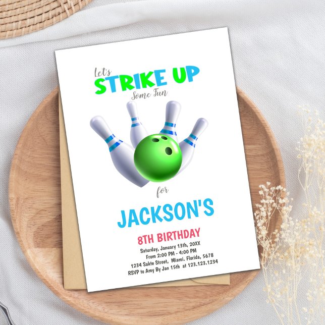 Green Ball Bowling Birthday Invitations (Green Ball Bowling Birthday Invitations)