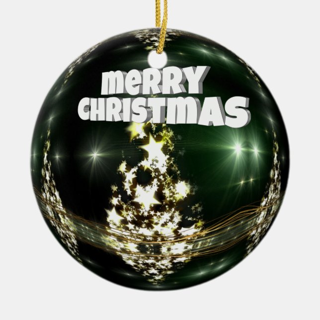 Green ball Christmas Ceramic Tree Decoration (Front)