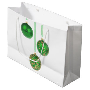 Green Ball Christmas Ornaments Large Gift Bag