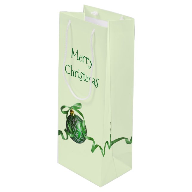 Green Ball Ornament Custom Christmas Wine Bag (Front Angled)