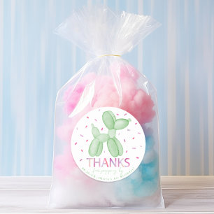  Green Balloon Dog Favour Sticker