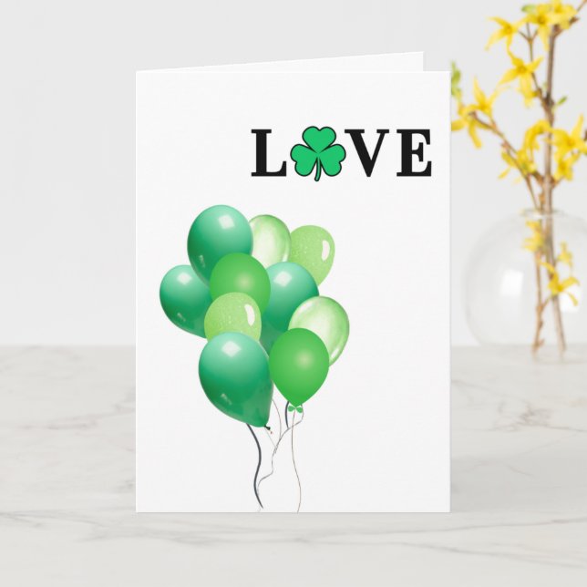 Green Balloons LOVE Ireland All Purpose Blank Card (Yellow Flower)