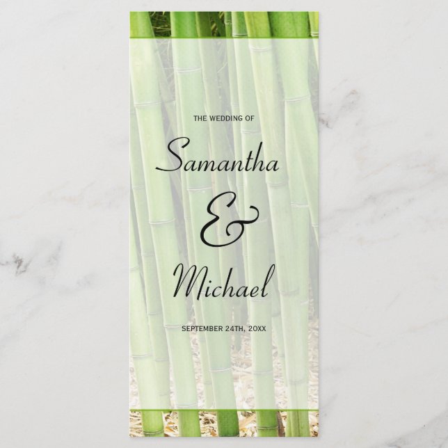 Green Bamboo Asian Wedding Program Programme (Front)