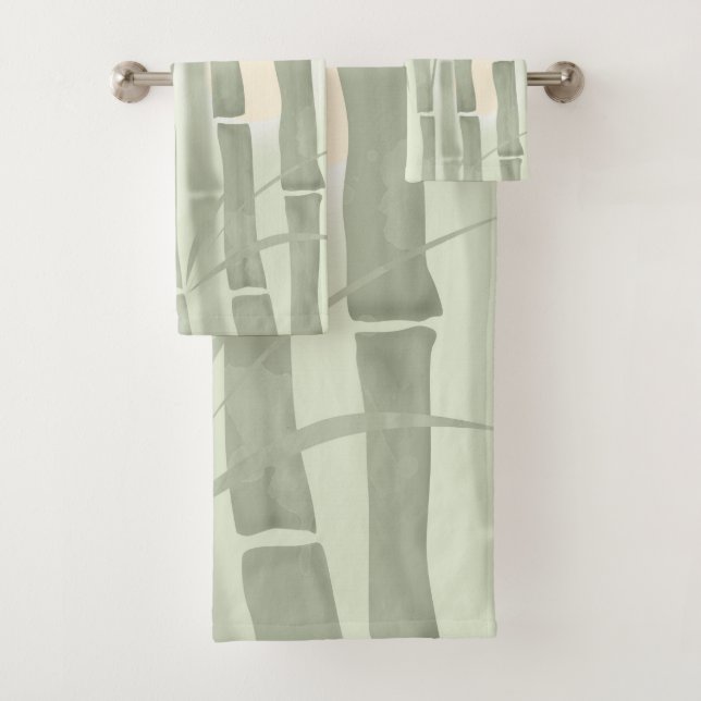 Green bamboo bath towel set (Insitu)