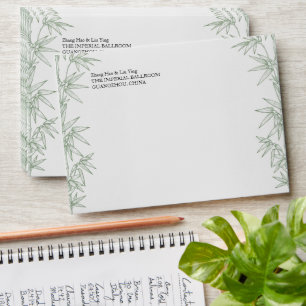 Green Bamboo Botanical Wedding Invitation Envelope