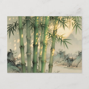 Green Bamboo Forest Chinese Ink Postcard