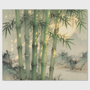 Green Bamboo Forest Chinese Ink Wrapping Paper