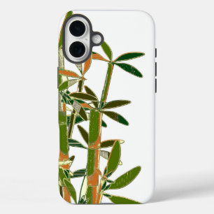 Green bamboo isolated on white background iPhone 16 plus case