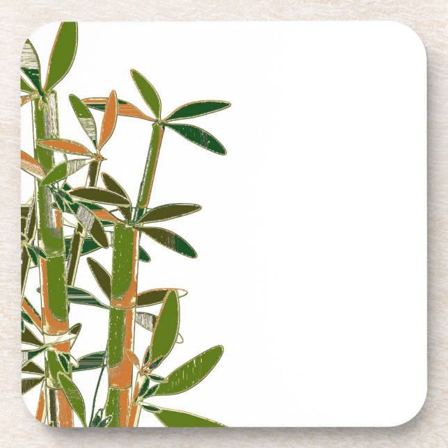 Green bamboo  isolated on white background coaster (Front)