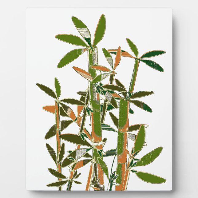 Green bamboo  isolated on white background plaque (Front)