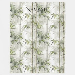Green Bamboo Mindfulness Yoga Fleece Blanket