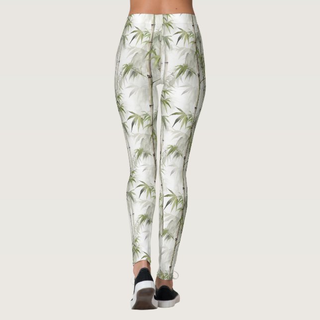 Green Bamboo Mindfulness Yoga Leggings (Back)