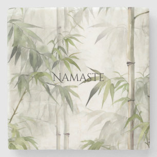Green Bamboo Mindfulness Yoga Stone Coaster